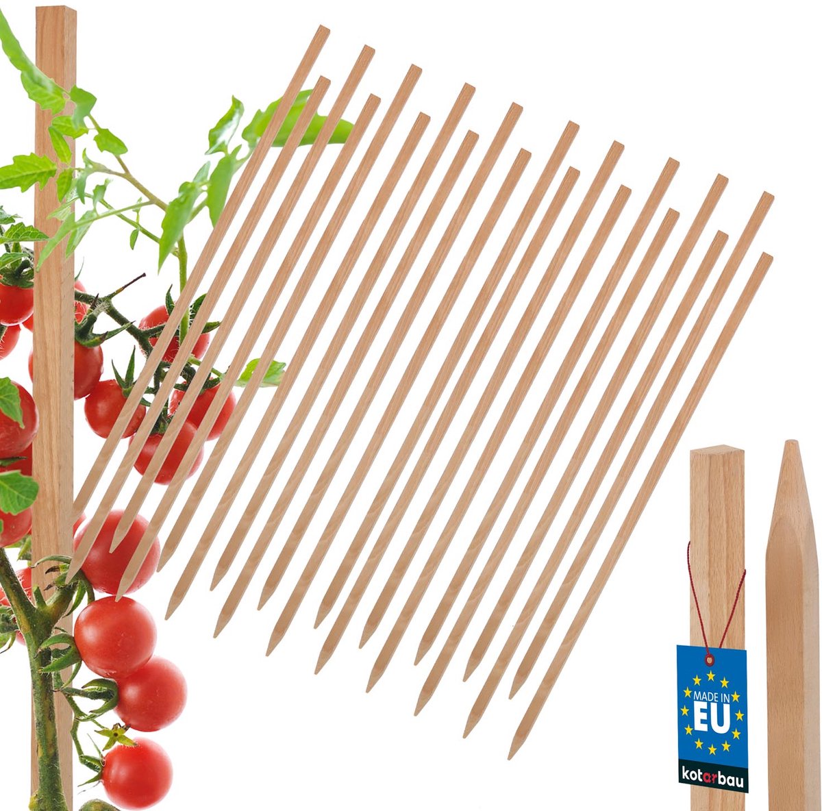 Kotarbau Serie - Houten Palen voor Tomaten - 60 CM - Weerbestendig - Set van 20