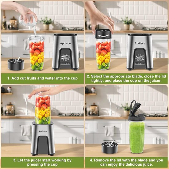 Mini Smoothie Maker - 850W Elektrische Blender met Schenkdeksel van Merkloos — afbeelding 4