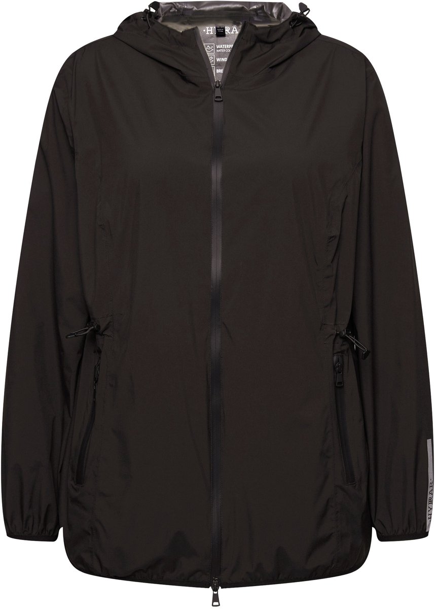 Ulla Popken - Dames - Regenjas licht capuchon waterdicht opbergbaar - Zwart - Maat 50+