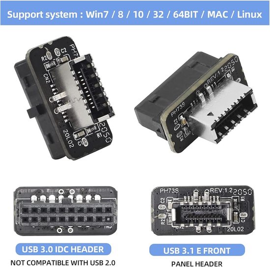 USB Frontpaneeladapter voor computer – 90 Graden USB Adapter van 19P ...
