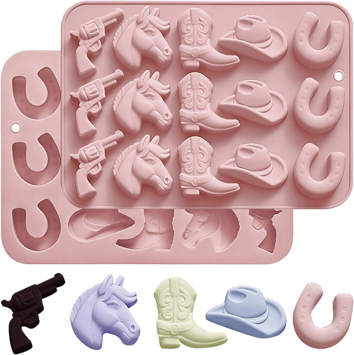 E-Ambar - Cowboy Themafeest Vormen Set Voor Chocolade, Snoepjes en Cupcakes