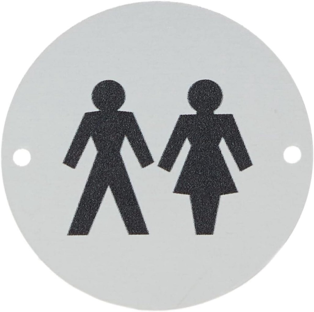 Toiletten Pictogrambord - 72mm Diameter - Satijn Geanodiseerd Aluminium