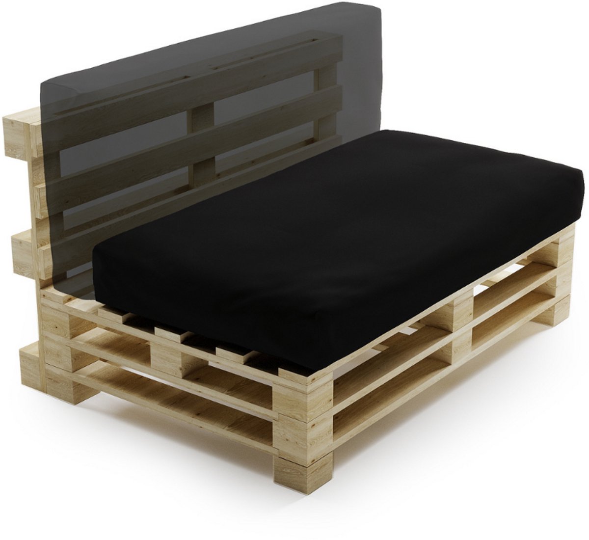 Bananair - Multifunctioneel Waterbestendig Palletkussen - afneembare hoes - Geschikt als zit- en rugkussen - Tuinkussen voor Palletbank - 120x60 cm - Zwart