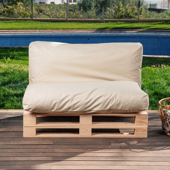 Bananair Afneembare Palletkussens Set - Waterdicht Zitkussen 120x80 Cm + Rugkussen 120x40 Cm Zwart