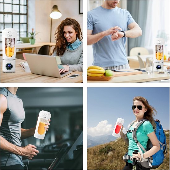 Draagbare blender van 700 ml - Draadloze blender met 12 messen en zelfreinigende functie, USB-C-interface, geschikt voor het maken van smoothies en crèmes, wit. — afbeelding 4
