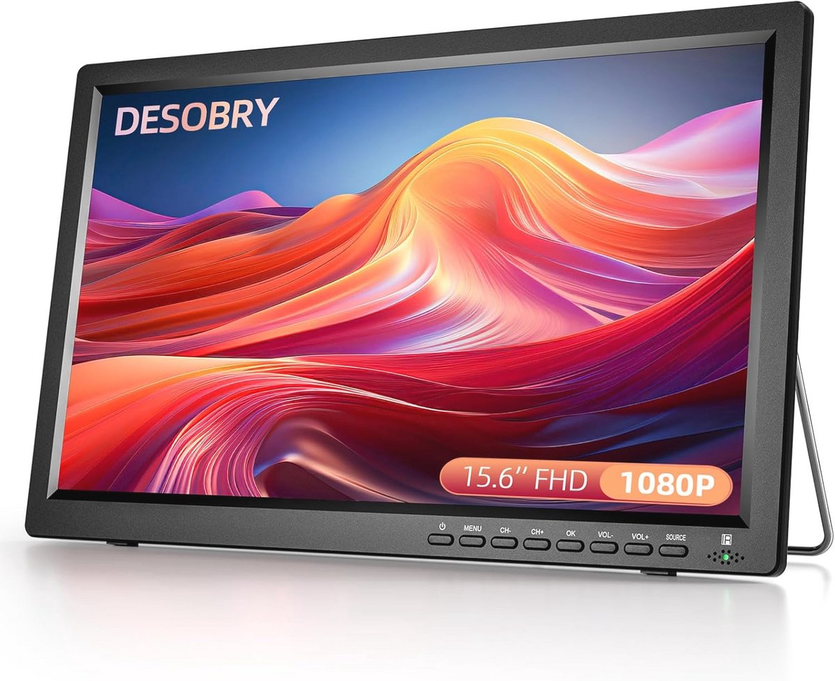 Draagbare TV 15.6 inch met 1080p Resolutie - Camping TV met USB, HDMI, AV-invoer en DVB-T2