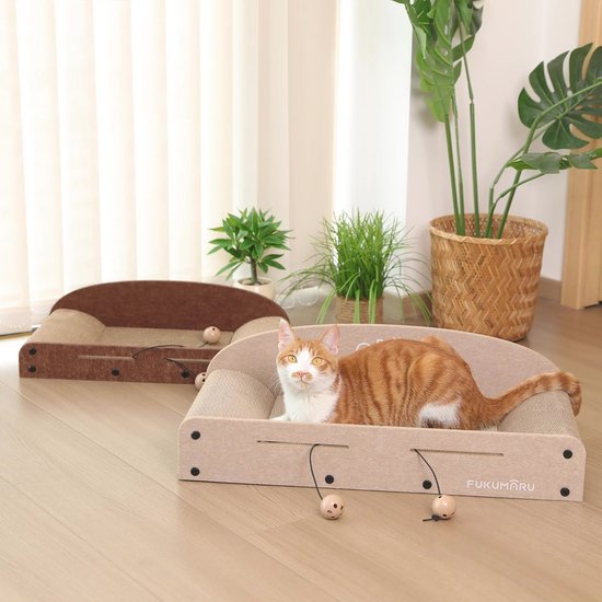 TIGOADT Kattenkrabberlounge, kattenkrabbox met verwijderbaar karton, rechthoekig kattenbed met golfkarton, groot kattenkrabkussen voor meubelbescherming, kattentrainingsspeelgoed