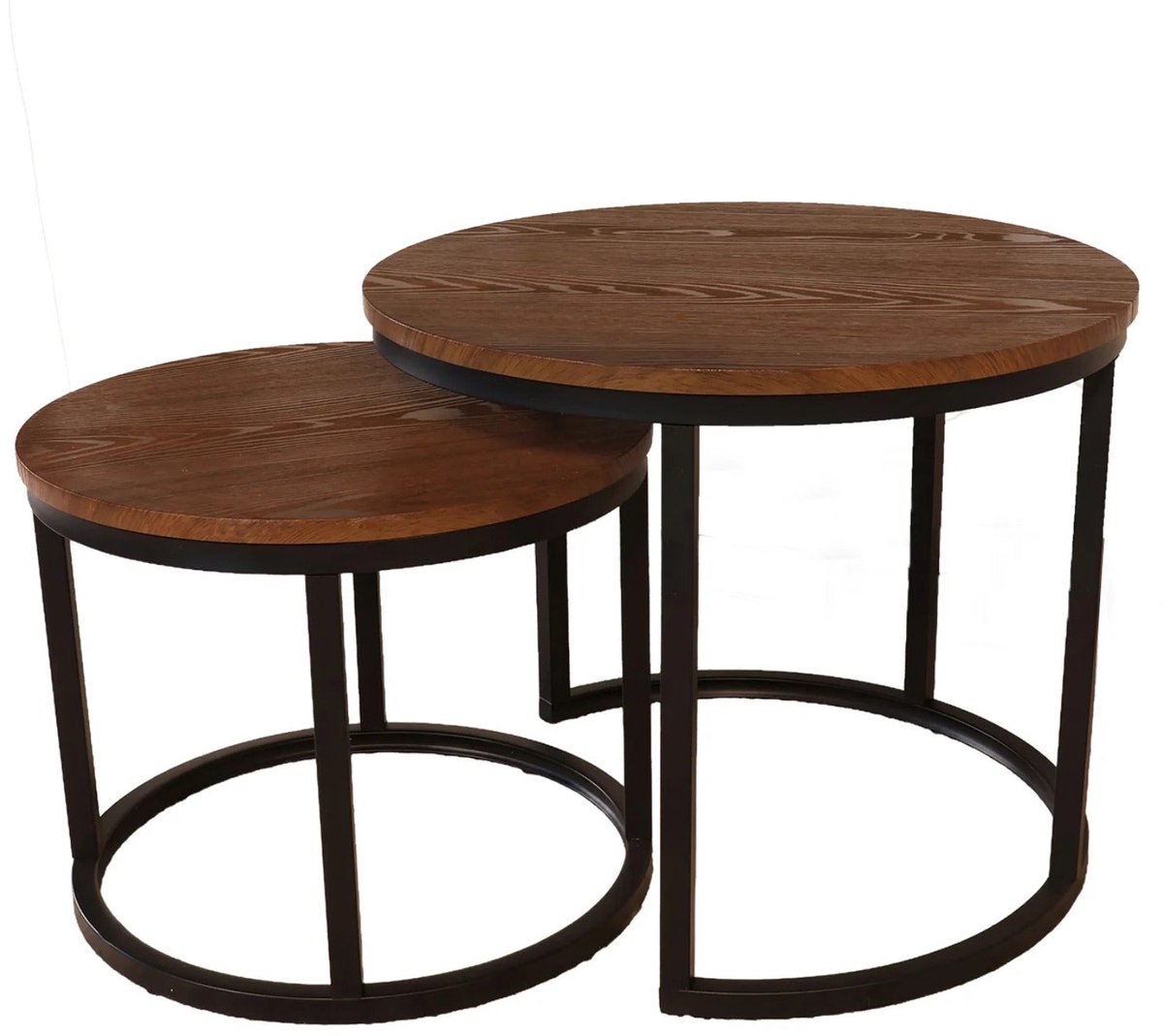 Lizzely Garden & Living Salontafel rond 2delig walnoot MDF Rutger ronde bijzettafel side table