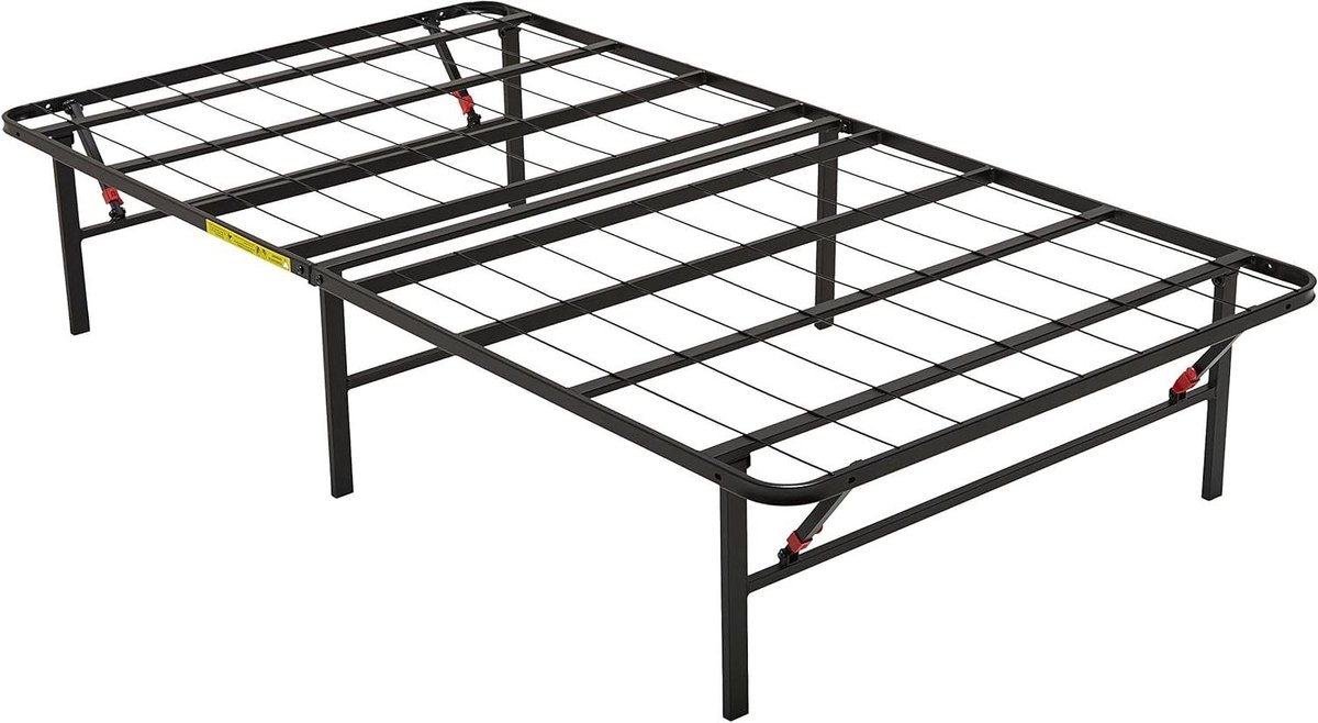 Provento - Opvouwbaar zwart eenpersoonsbedframe met gereedschapsvrije montage en opbergruimte - 90 x 190 cm - 35,5 cm hoog