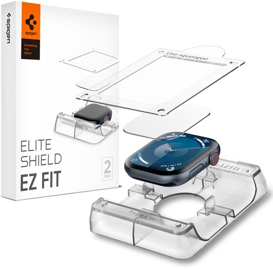 Spigen EliteShield EZ Fit Screenprotector met applicator voor de Apple Watch Series 10 / 11 - 46 mm - Transparant