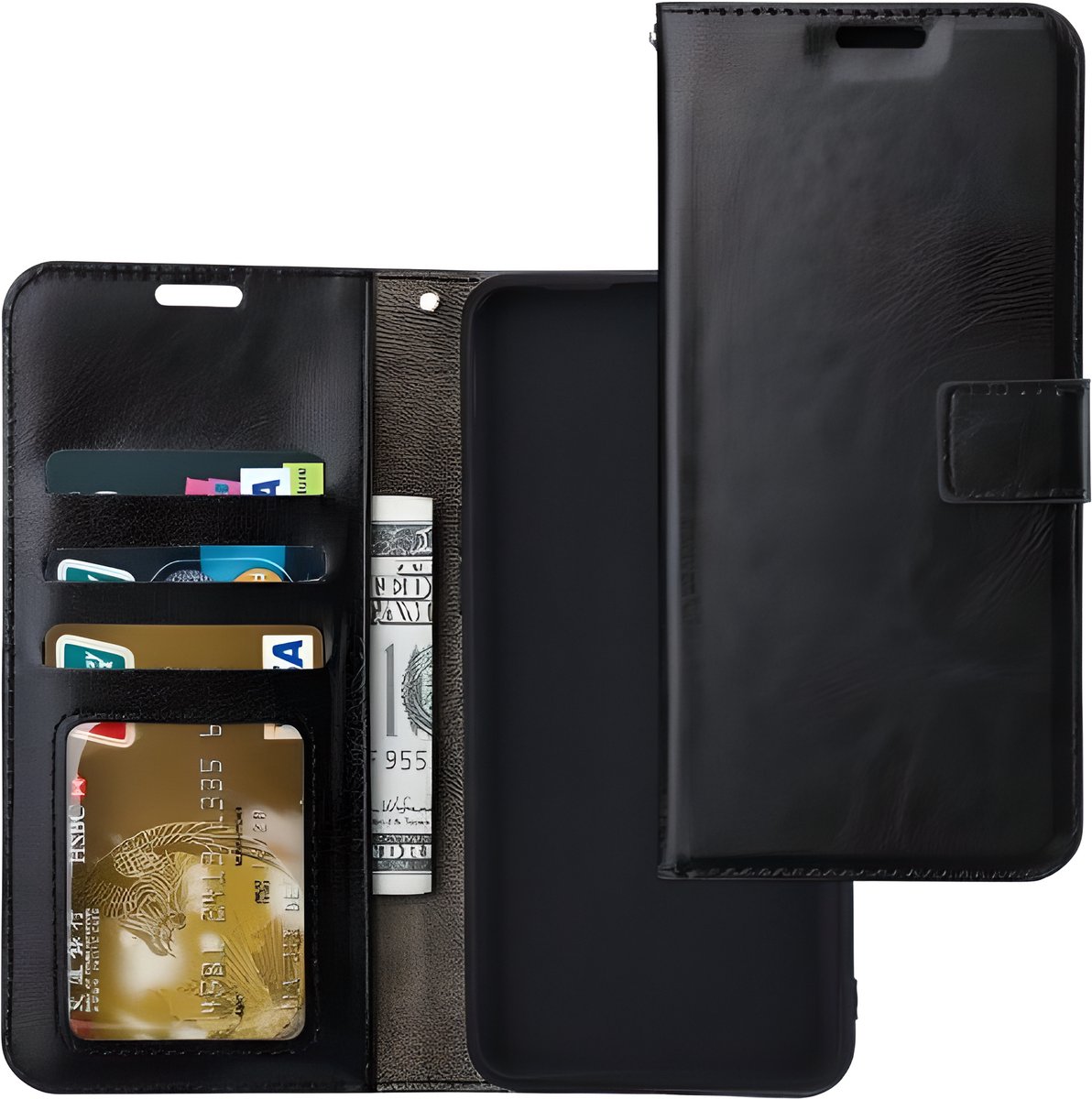 Bookcase Geschikt voor: Oneplus 12 - Zwart - portemonnee hoesje - Book Cover