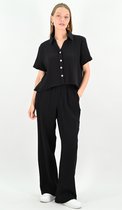 YesMooi - Blouse van 100% Katoen met korte mouwen - Zwart - XXL (44)