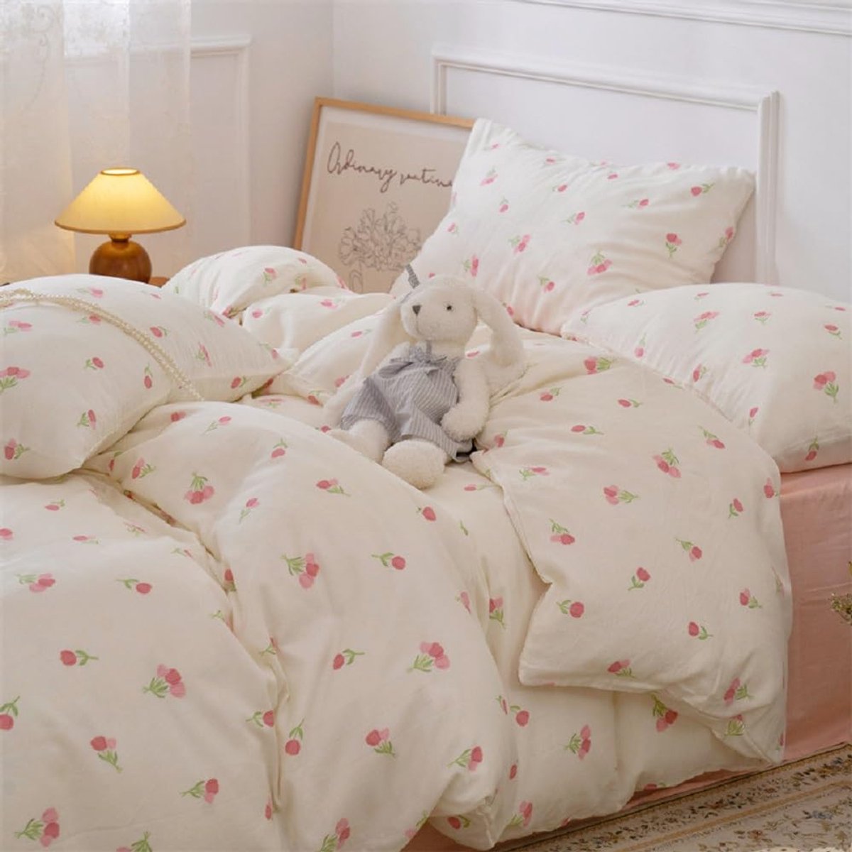 Unyqoos Esthetische microvezel beddengoedset met bloemenpatroon en ritssluiting Bloemen Tulpen