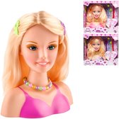 Barbie, Affro Style Kappershoofd, 27 kappersaccessoires inbegrepen, haar kleurveranderende make-up, speelgoed voor kinderen vanaf 3 jaar, GIOCHI PREZIOSI, BAR34