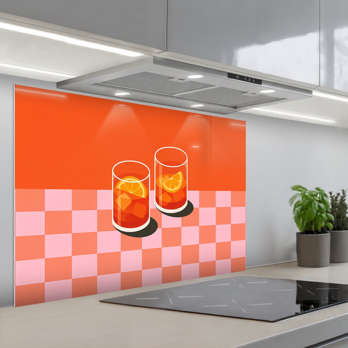 Spatscherm 80x55 cm - Zelfklevende achterwand Sinaasappel - Glazen - Oranje - Keuken muurbeschermer - Spatwand fornuis