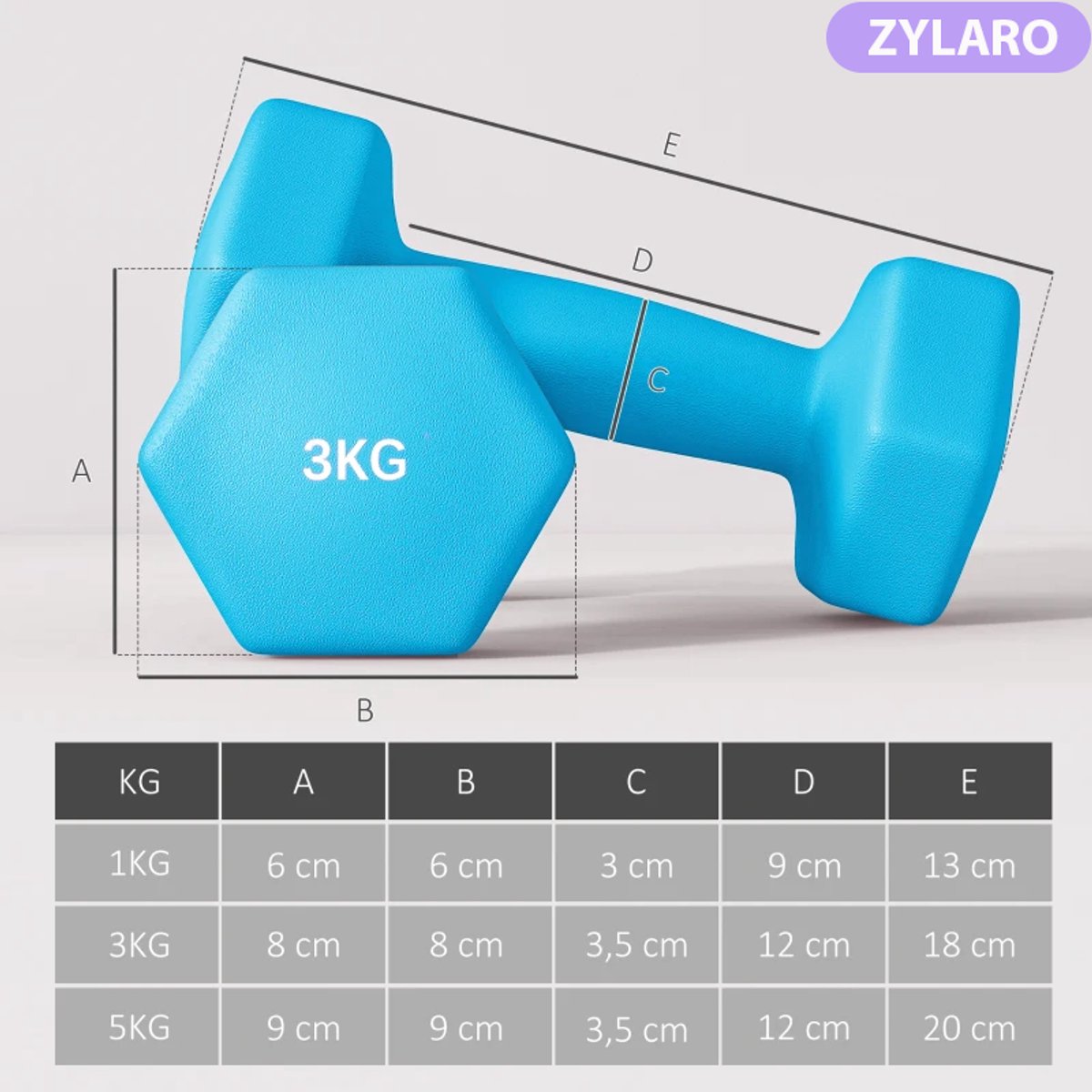 Halterset met Halterstandaard - Dumbells - Gewichten - Dumbells set van 6 Halters - Gewichten Fitness - 2 x 1 kg, 2 x 3 kg, 2 x 5 kg - Halter set voor Krachttraining, Workout, Gym thumbnail 5