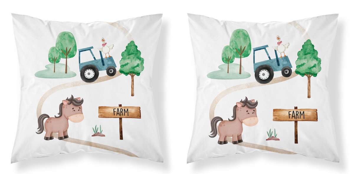 Detexpol Katoenen Kussensloop 40x40 cm - Traktor & Dieren