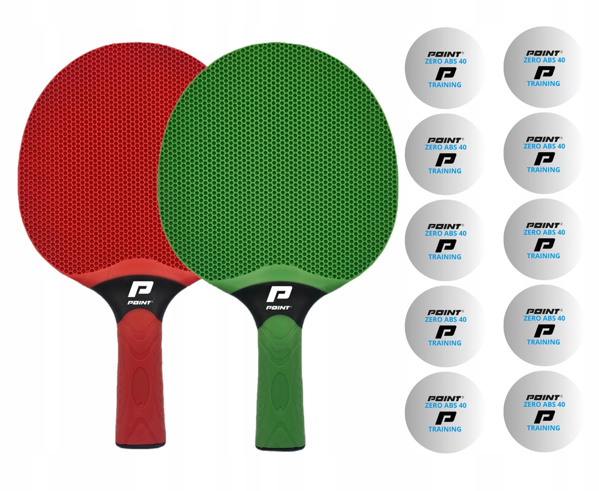 POINT SCHOOL OUTDOOR Tafeltennis Set Groen/Rood + 10 Ballen