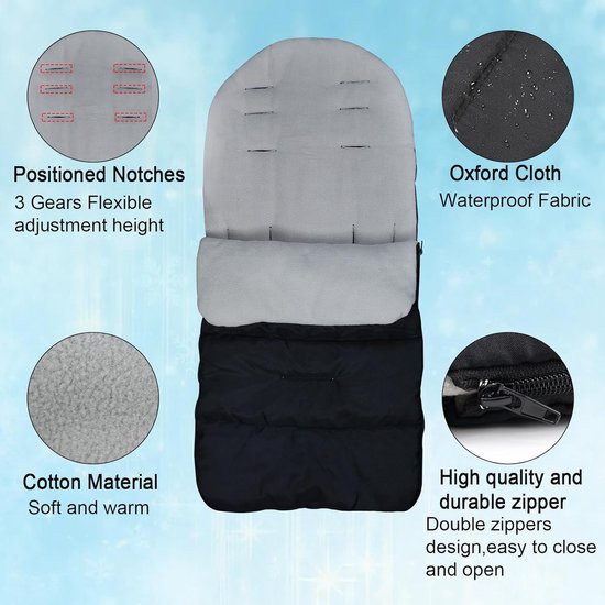 Winterkinderwagen voethoezen - Babykinderwagen voethoezen - Universele baby voethoezen - Baby voethoezen - Winterslaapzakken - Kinderwagen voethoezen met rits - Waterdicht - Winddicht - Past op de meeste kinderwagens -80*38cm-Rood van Mercimundo — afbeelding 3