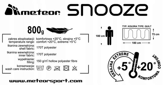 Meteor Snooze Reis slaapzak - Lichtgewicht en Warm — afbeelding 5