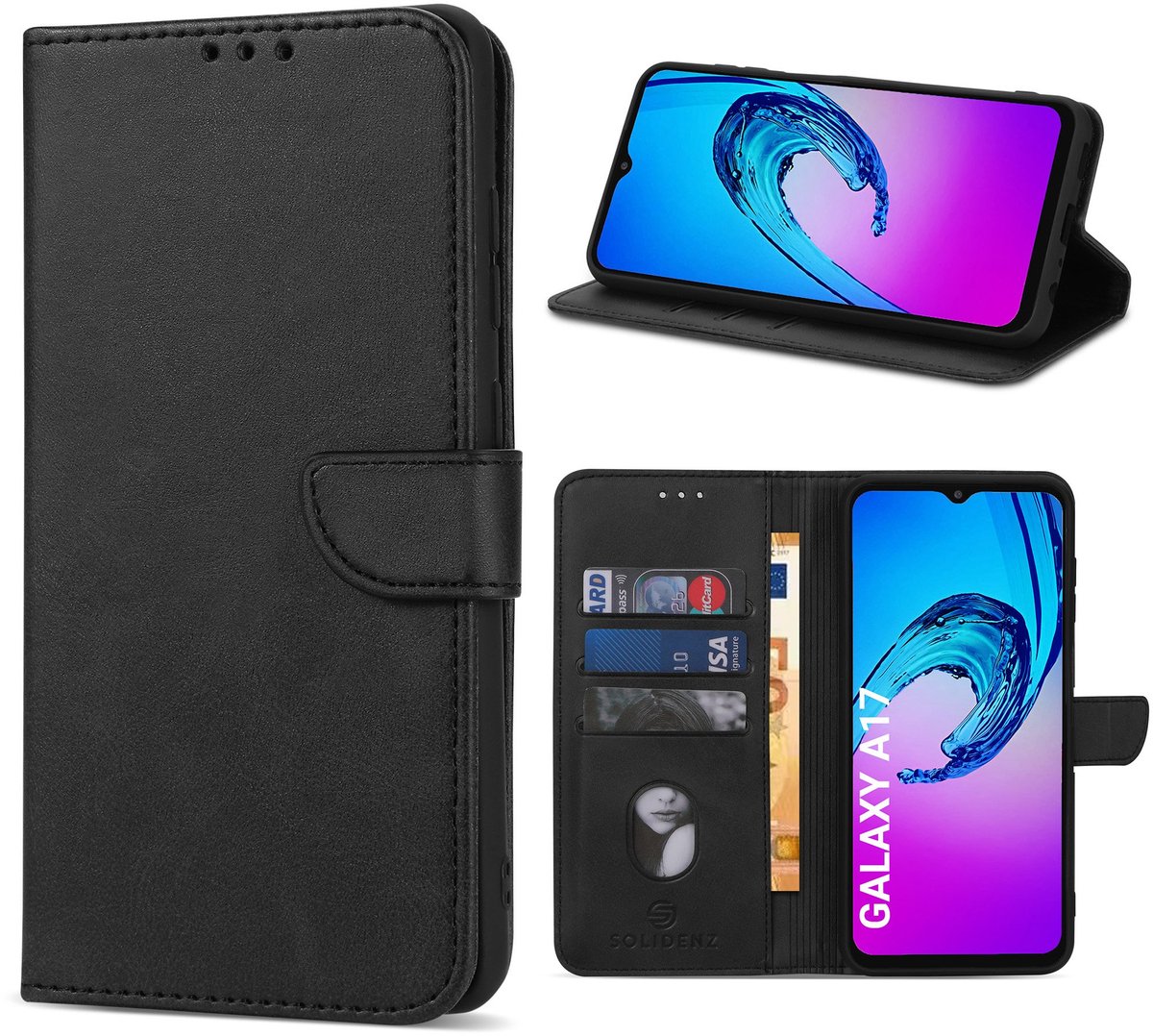 Solidenz hoesje - Geschikt voor Samsung Galaxy A17 - Bookcase - Zwart