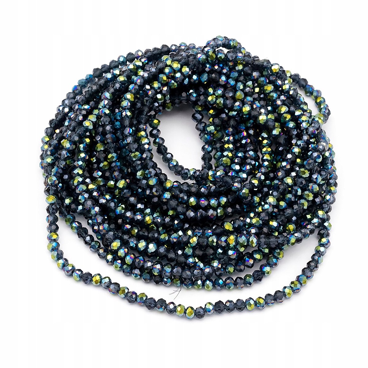 Glazen Kraaltjes Rondel Grijsblauw 4x3mm 120st 40-43cm 10 draden