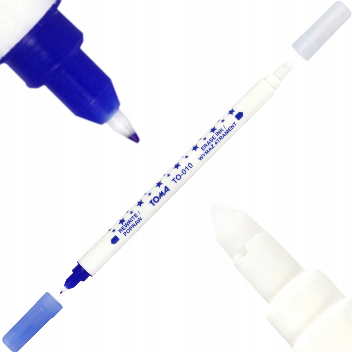 Toma TO-010 Inktwisser & Correctiepen - Blauwe Inkt