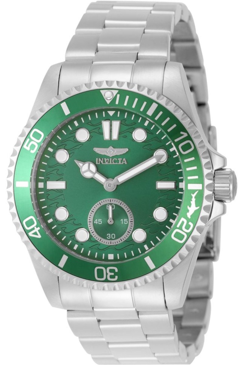 Invicta Pro Diver 49423 Heren Horloge - Waterdicht - Analoog - Quartz Uurwerk - Roestvrij Staal met groene Wijzerplaat - 43mm