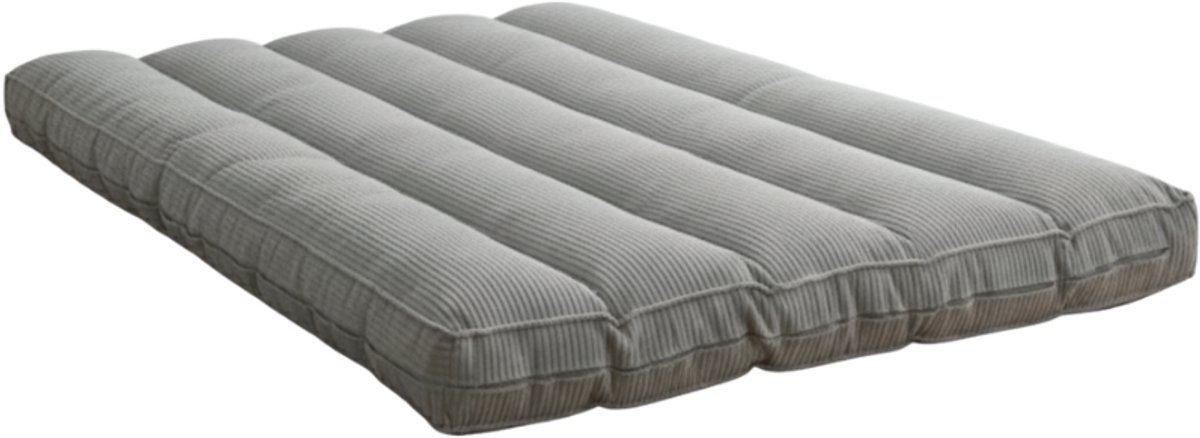 Bananair - Futon matras - Afneembare hoes - Futon bed - Vloermatras - Logeerbed Tweepersoons - Ribfluweel - 140x190 cm - Lichtgrijs