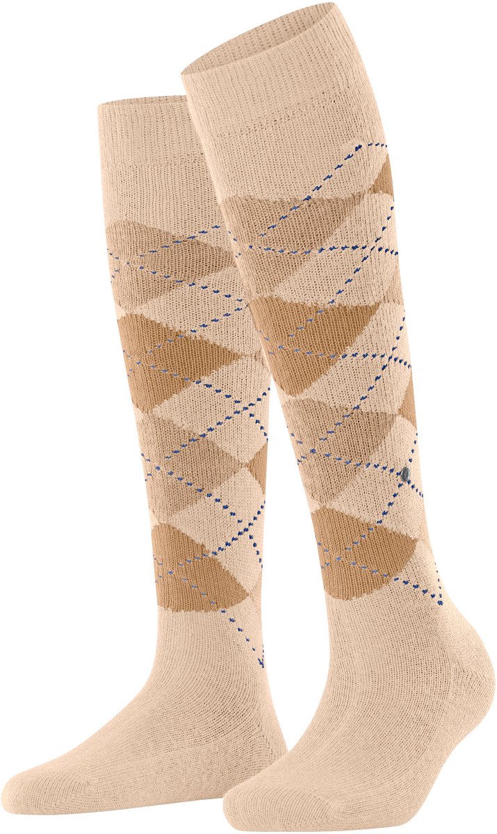 Burlington Whitby lang gedessineerd materiaal kniekousen dames beige - maat 36-41