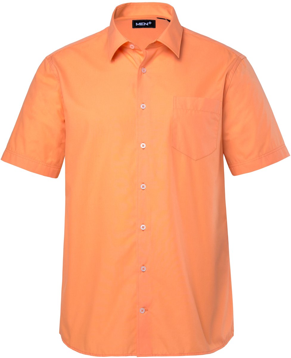 Men Plus - Heren - Zakelijk overhemd korte mouwen EasyCare kentkraag comfort fit - Donkerabrikoos - Maat L