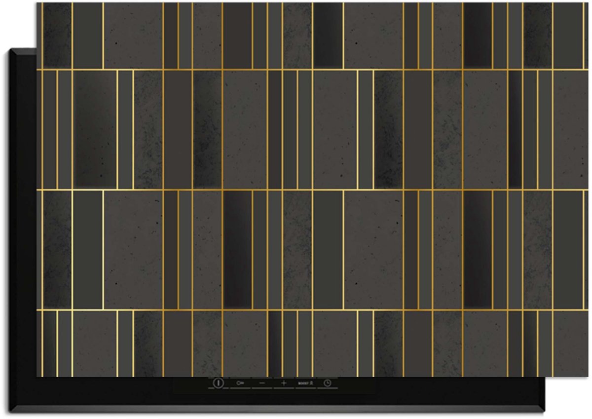 KitchenArt - Midnight Grid – Inductie Beschermer - 90x50 cm - Kookplaat Beschermer - Luxe Afdekplaat Inductieplaat - Anti-slip & Oprolbaar - Beschermmat Inductiekookplaat