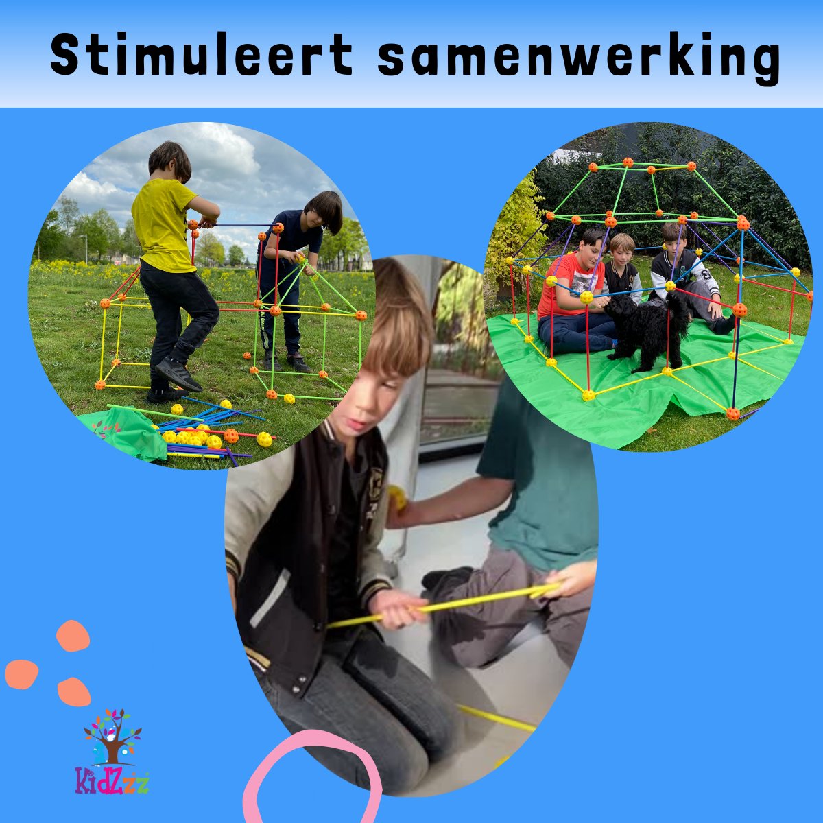 KidZzz® Gigafort XXL Uitbreidingsset - Bouw nóg grotere forten- Uitbreiding - Upgrade - Set met Extra lange Stokken - Extra grote Draagtas - Bouwspeelgoed - Hut bouwen - Speeltent - STEM speelgoed - Constructiespeelgoed - Bouwset - 45 onderdelen — afbeelding 7