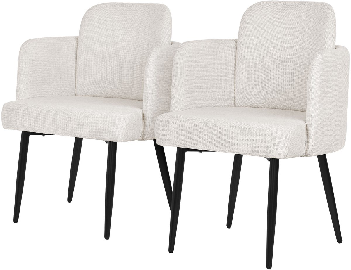 ml-design eetkamerstoel set van 2 beige stoffen bekleding gestoffeerde stoel met armleuningen rieten rugleuning metalen poten ergonomische loungestoel woonkamer fauteuil stoel voor eetkamer eettafel stoel comfortabel modern praktisch design