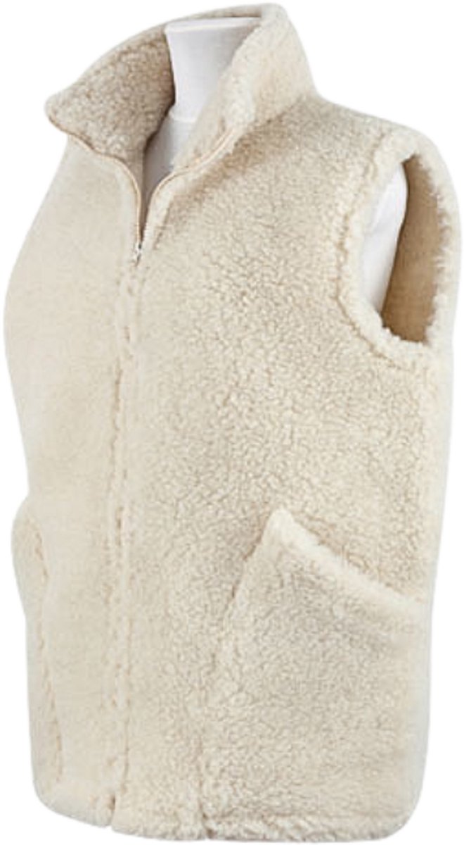 Bodywarmer 100% schapenwol met rits - creme wit in maat XL