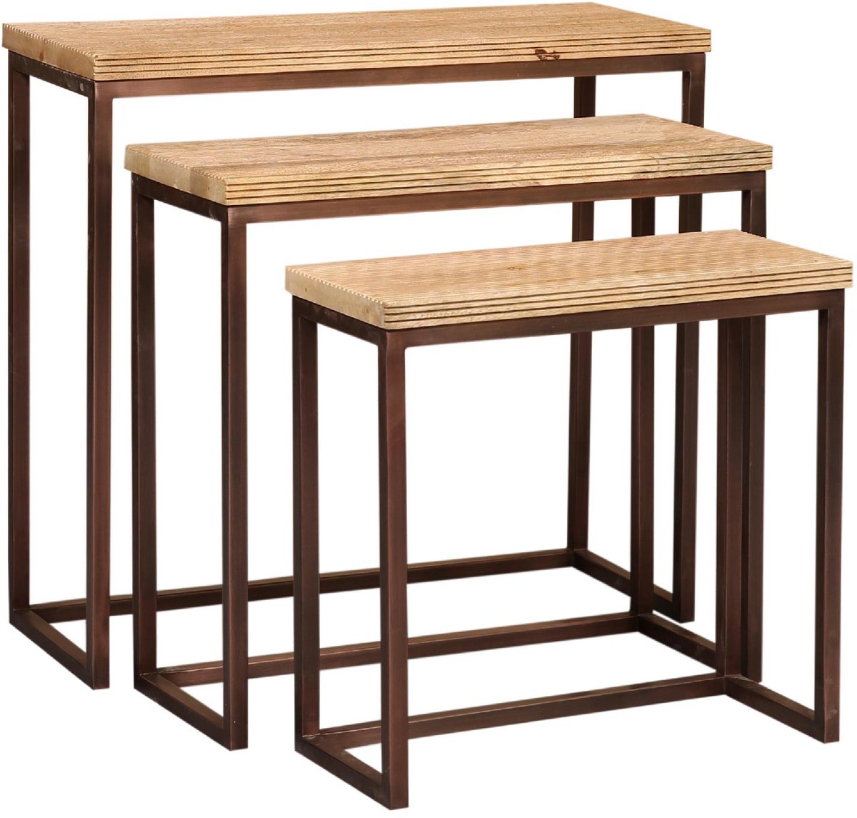 PTMD Bijzettafel Zoah - Bruin - 70x29x65cm - Set van 3