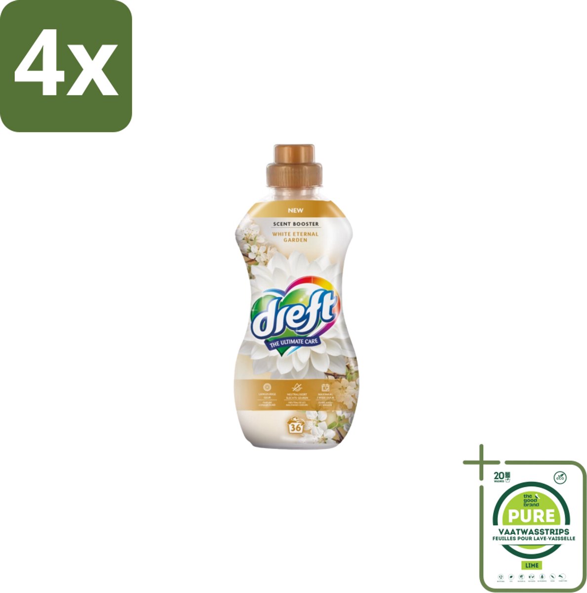 Dreft – White Eternal Garden – Vloeibare Geurbooster – 720 ml – 36 wasbeurten - Voordeelverpakking - 4 stuks - Wasgeur - Wasgeurbooster