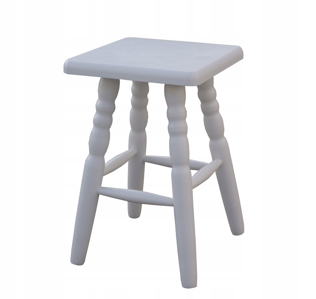 Houten Keukentabouret Wit - Vierkante Zitting, 45cm Hoogte