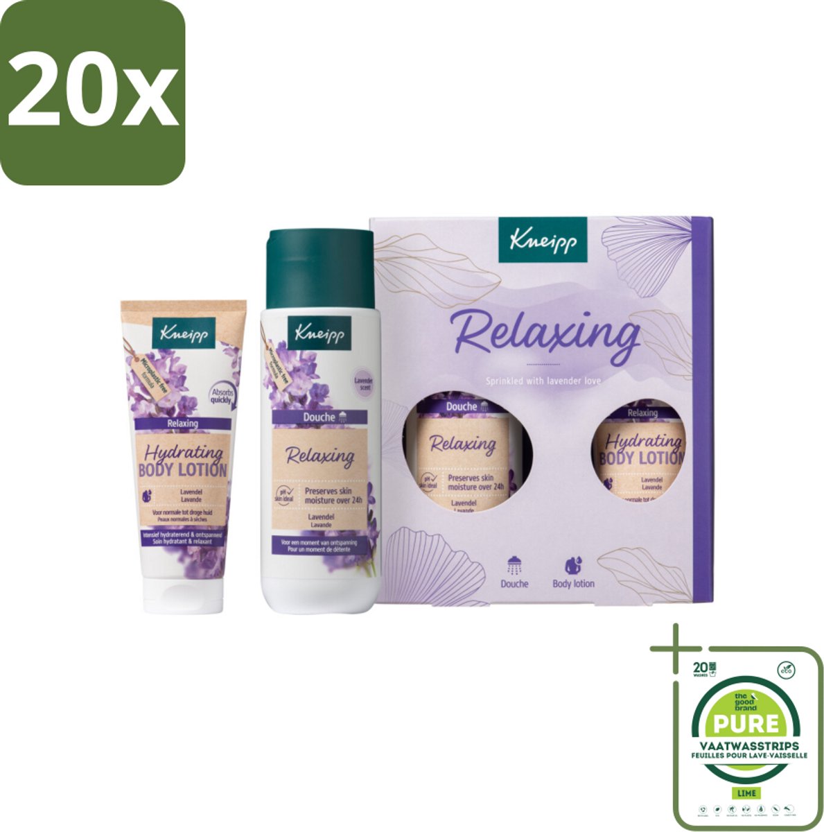 20 x Kneipp – Relaxing Moments – Geschenkset – Lavendel – Douchegel & Bodylotion - Grootverpakking - Ontspanning - Lavendel - Douchegel - Bodylotion - Cadeau
