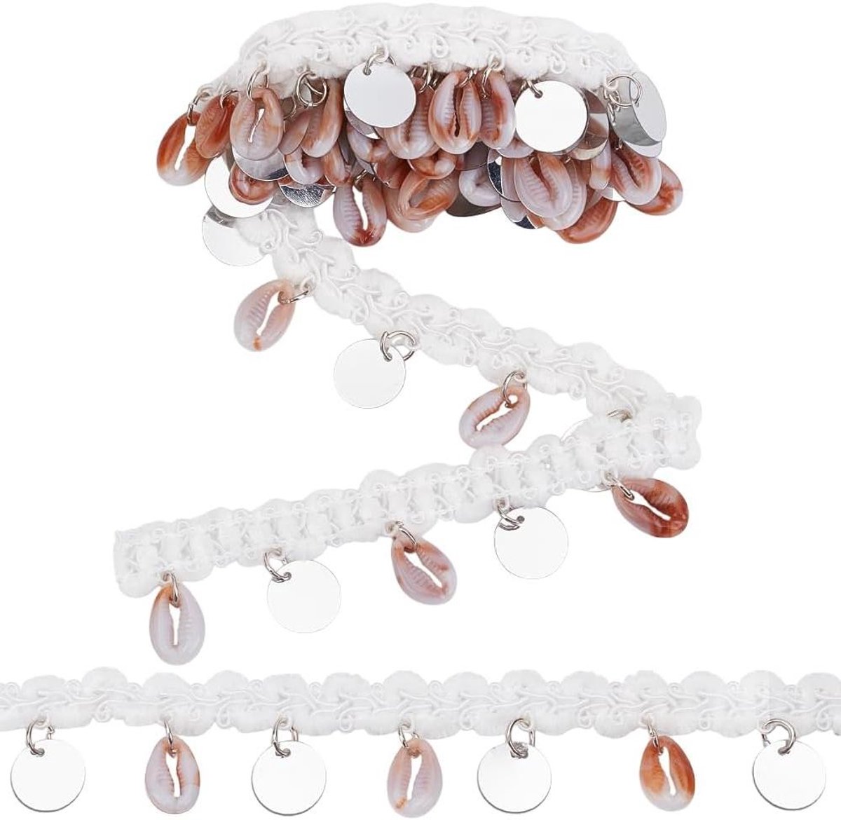 Provento - Franje Trim Pailletten Kwastje Trim 28mm Brede Kant Rand Boho Stof Trim Etnische Ambacht Lint Kostuums Jurk Gordijn Woondecoratie DIY Ambachten 2,7 m