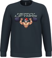 Pull de Noël Heavy Liftmas | Pulls de Noël moches pour hommes et femmes | Pull de Noël | Marine | taille 4XL