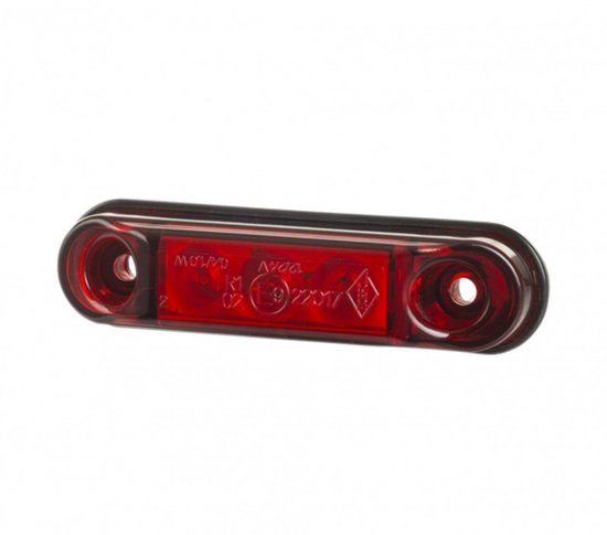 Rode LED zijmarkeringslamp met E9-keurmerk en 2 montagegaten.