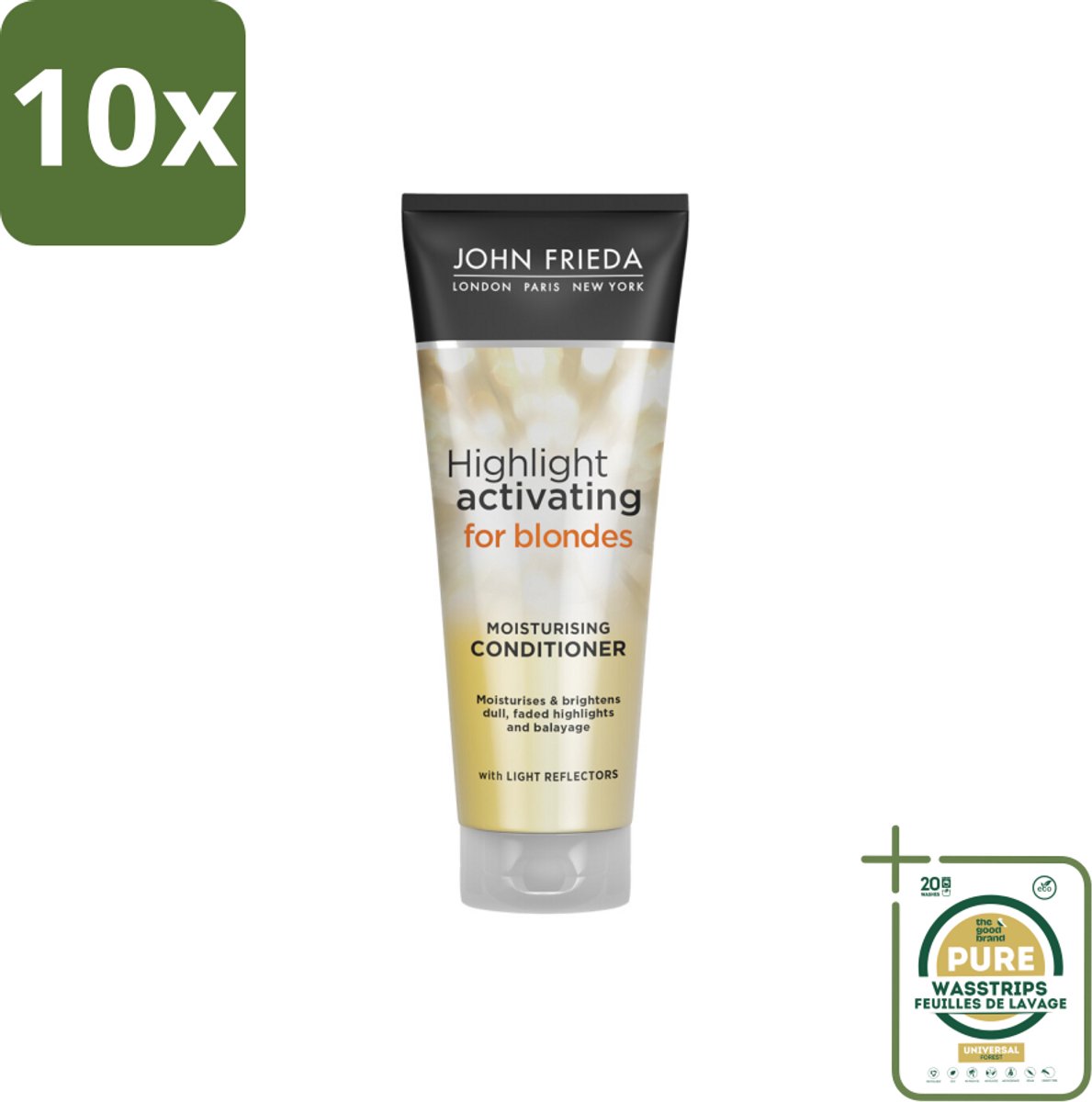 10 x John Frieda – Conditioner – Sheer Blonde – Verhelderend – 250 ml - Grootverpakking - Koffiezetapparaat