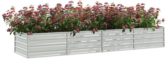 vidaXL Jardinière surélevée en métal 320x80x45 cm - Argent - Acier galvanisé - Pot de fleur