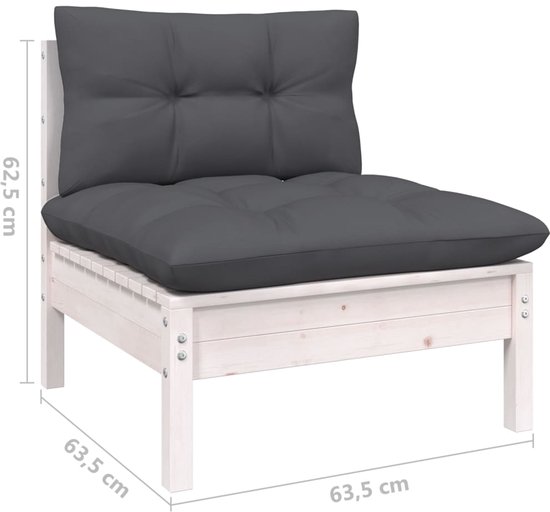 vidaXL Ensemble de salon 7 pièces avec coussins Bois de pin Blanc