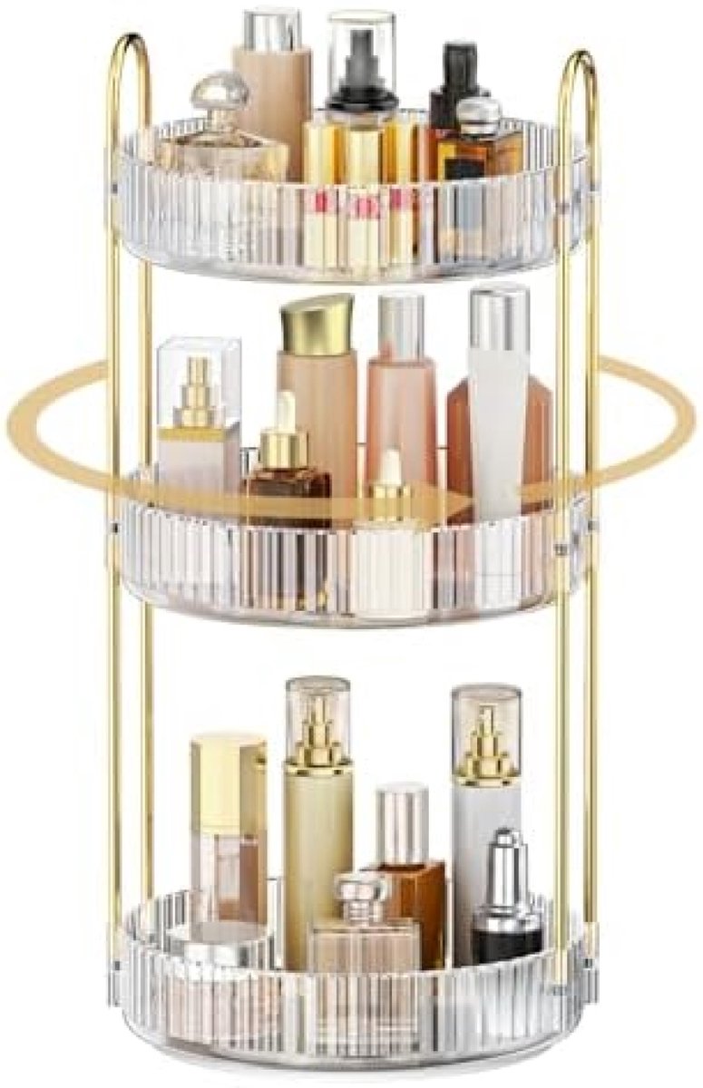 Draaibare make-up organizer met 3 lagen - Transparant opbergsysteem voor cosmetica
