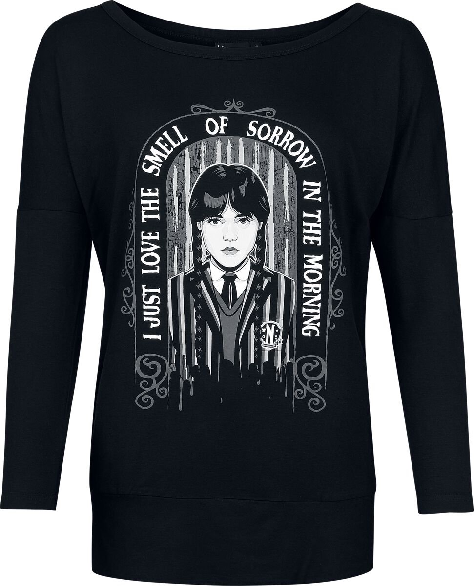 Wednesday I Just Love the Smell of Sorrow in the Morning Dames Shirt met lange mouwen - zwart - M