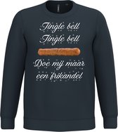 Kersttrui Jingle Bell Frikandel | Foute Kersttrui heren dames | Christmas Sweater | Navy | maat XL