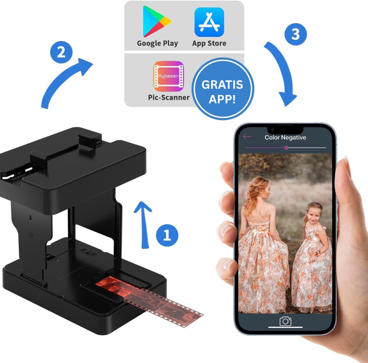 White-Label® Negatiefscanner - Diascanner Kopen - Digitaal Maken Oude Foto's - Zwart