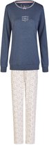 By Louise Dames Winter Pyjama Set Lang Interlock Blauw/Wit Print - Maat M